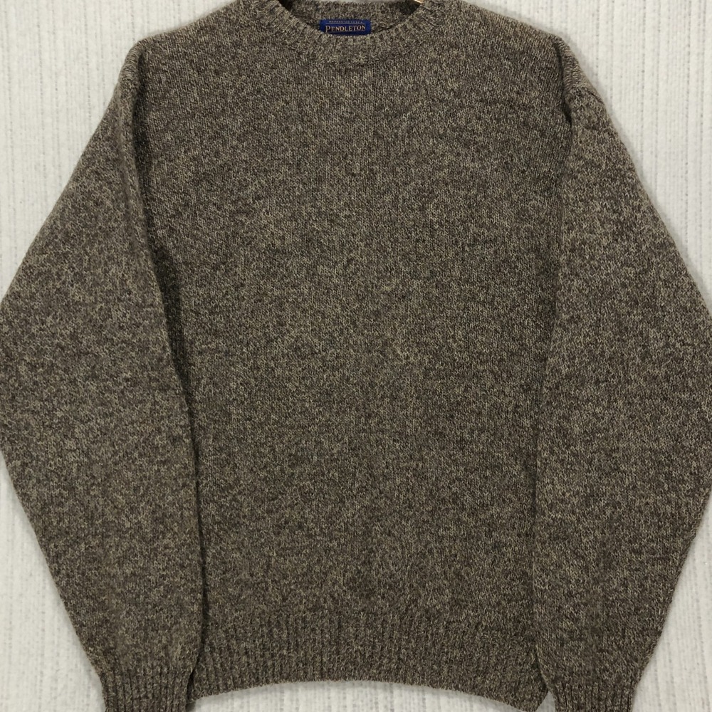 Pendleton Mens Large Brown Marled 100% Shetland Virgin Wool Crewneck Sweater